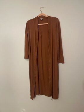 A New Day XS Ribbed Duster Cardigan – Rust/Terracotta – Side Slit – Flowy Long